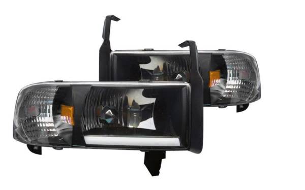 Winjet - Winjet LED HEADLIGHTS W-DAYTIME RUNNING (DRL)-BLACK / CLEAR - CHWJ-0302-B