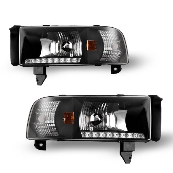 Winjet - Winjet LED HEADLIGHTS W-DAYTIME RUNNING (DRL)-BLACK / CLEAR - CHWJ-0306-B