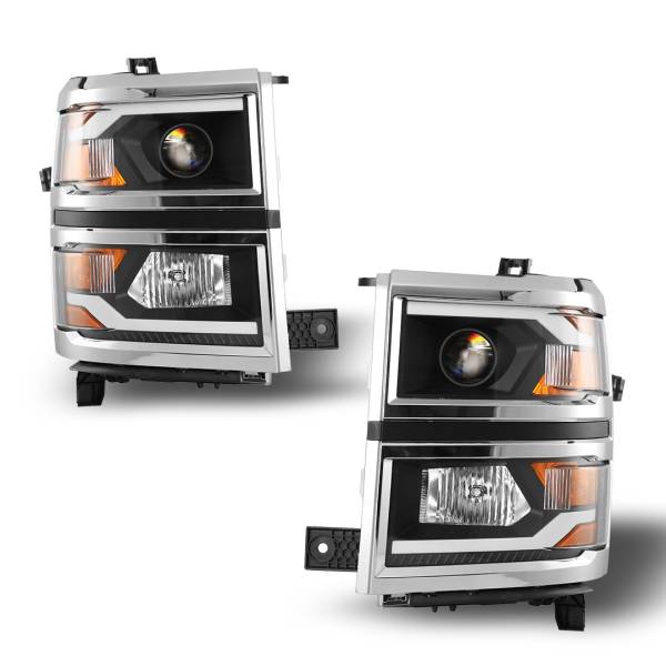 Winjet - Winjet PROJECTOR LED HEADLIGHTS W-DAYTIME RUNNING (DRL)-BLACK / CLEAR - CHWJ-0382C-B